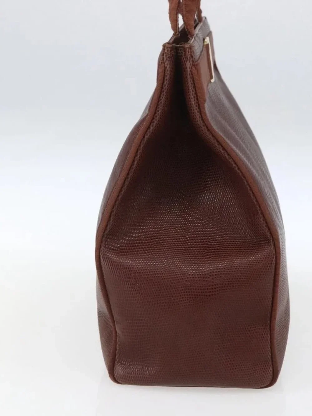Salvatore Ferragamo Vala Shoulder Bag Leather Brown Gold Auth ka1378